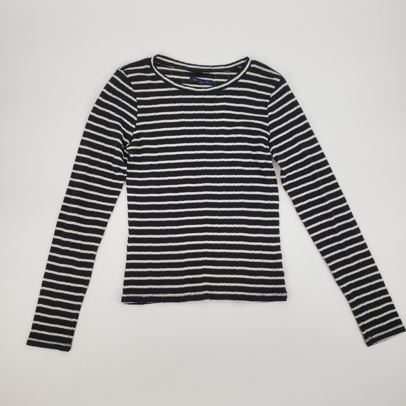 American Eagle Navy & White Striped Crop Top S - Picture 1 of 8